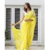 Women's Linen Cotton saree with digital floral print and latkan work