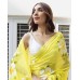 Women's Linen Cotton saree with digital floral print and latkan work