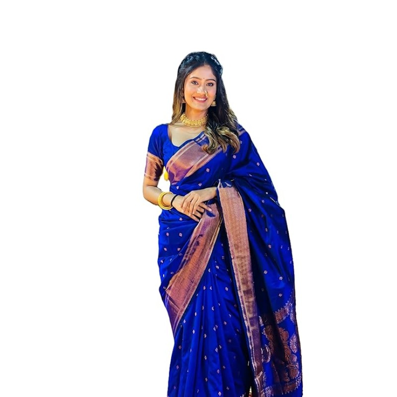 C J Enterprise Women's Banarasi Saree Pure Kanjivaram Style Silk Saree With Blouse Piece for Wedding