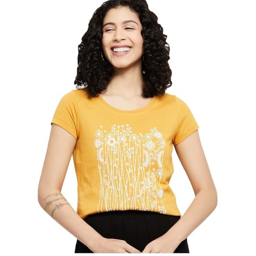 Max Women's Cotton Regular Fit Printed Round Neck T-Shirt