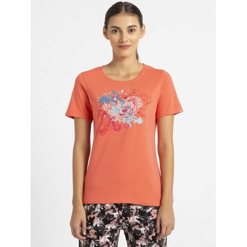 Jockey 1361 Women's Super Combed Cotton Elastane Stretch Regular Fit Graphic Printed Round Neck Half Sleeve T-Shirt