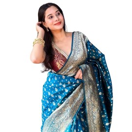 C J Enterprise Women's Banarasi Saree Pure Kanjiva..