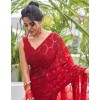 SIRIL Women's Piping & Sequence Embroidery Georgette Saree with Unstitched Blouse Piece