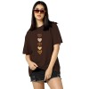 TQH Women's Casual Printed Round Neck, Oversized Longline Drop Shoulder Boho Style T-Shirt