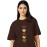 TQH Women's Casual Printed Round Neck, Oversized Longline Drop Shoulder Boho Style T-Shirt